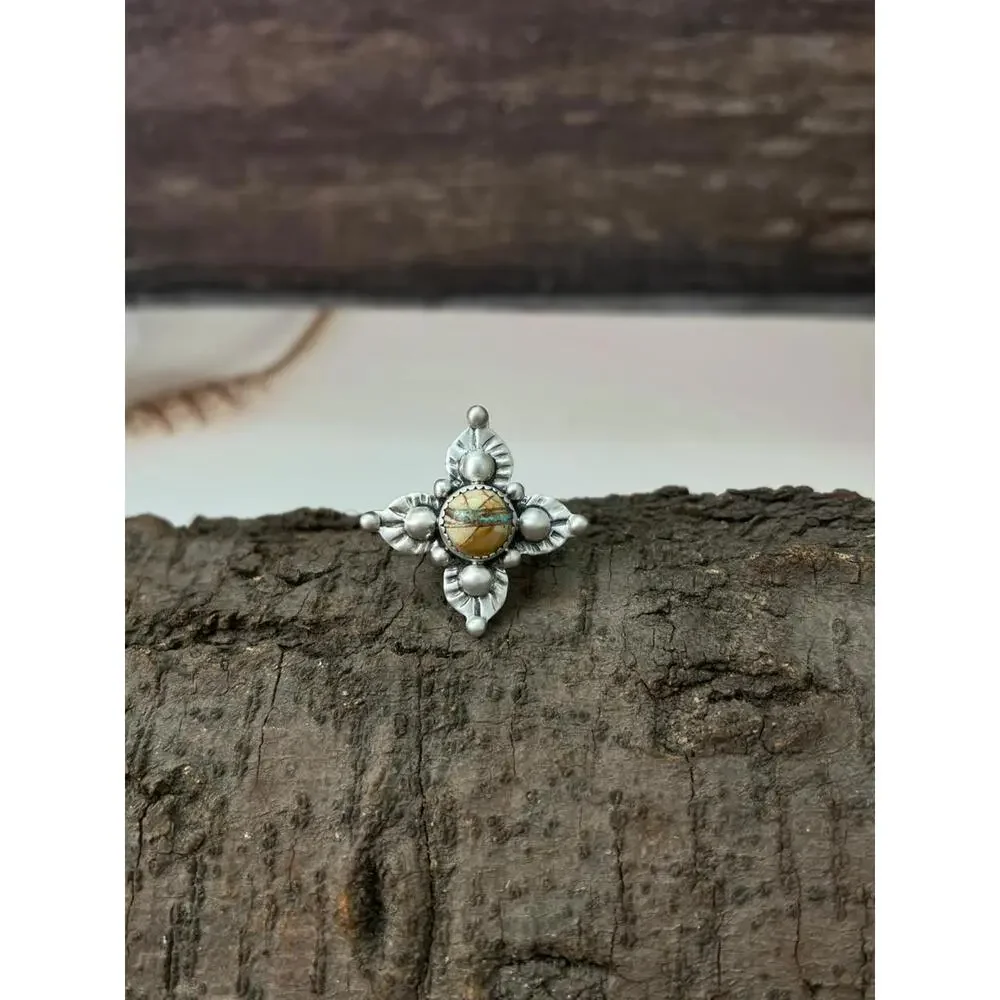 Handmade Sterling Silver Royston Ribbon Turquoise Adjustable Ring "Signed Nizho - Picture 2 of 5